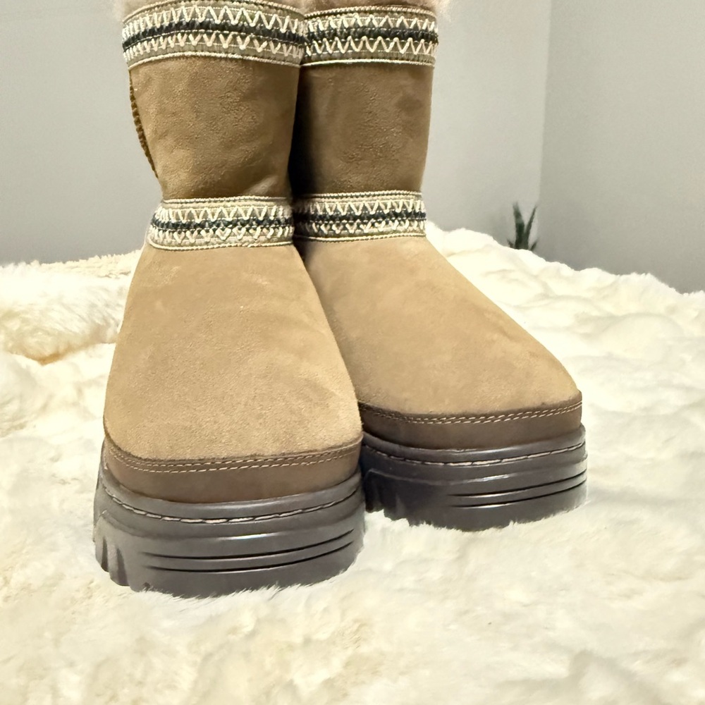 SOLD UGG Beige and Dark Brown Ankle Booties